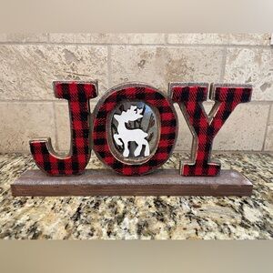 Buffalo Check JOY Holiday Wooden Home Sign